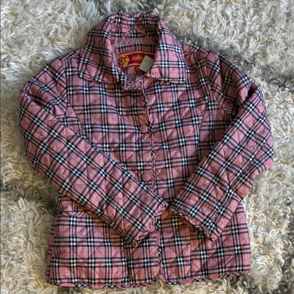 Dollhouse Pink Plaid Kids Jacket - Picture 1 of 8